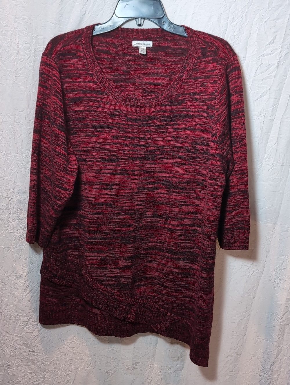 croft & barrow Marled Red and Black Crew Neck Sweater